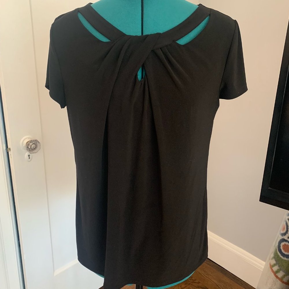 WHBM Solid Black Top Size M